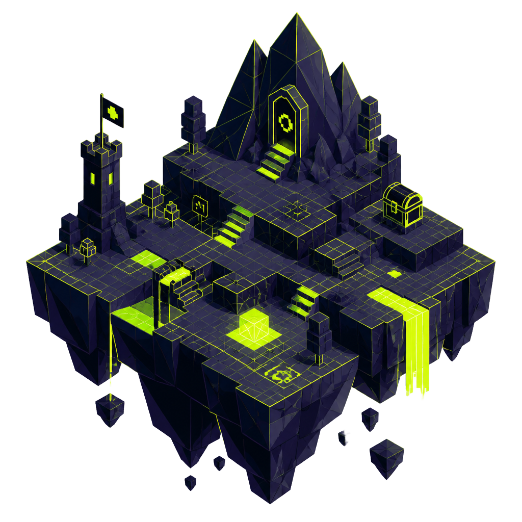Isometric low-poly game world illustration